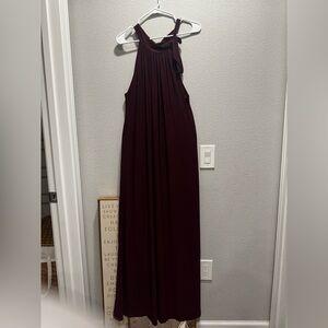 Elegant Burgundy Halter Maxi Dress